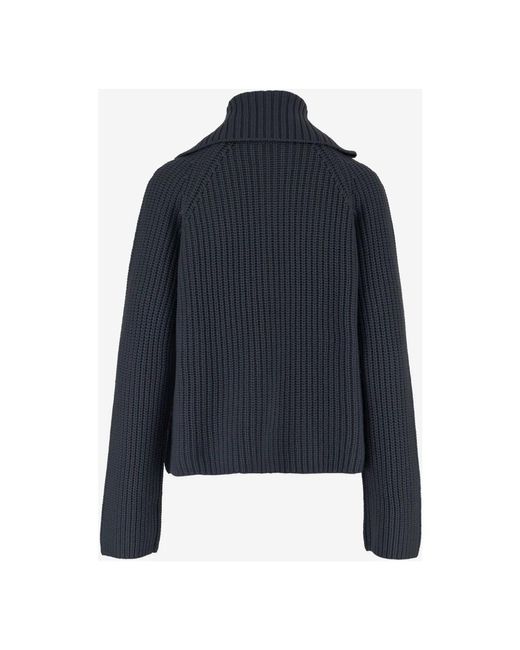 Allude Blue Wolle Kaschmir Reißverschluss Pullover