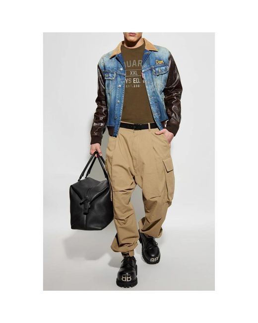 DSquared² Blue Jacket Made From Combined Materials for men