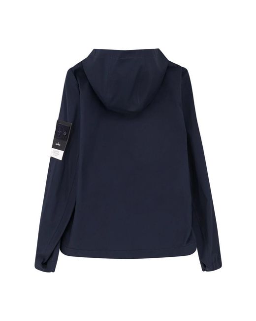 Stone Island Jassen ,Blauw ,Katoen Hooded Jacket in het Blue voor heren