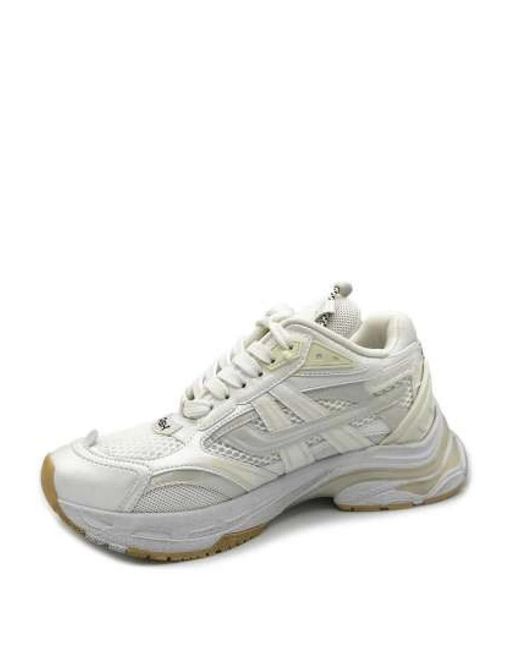 Ash Schoenen ,Wit ,Leer Leren En Stoffen Sneakers Met Veters in het Gray