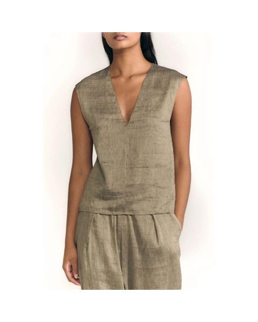 Cortana Brown Sleeveless Tops