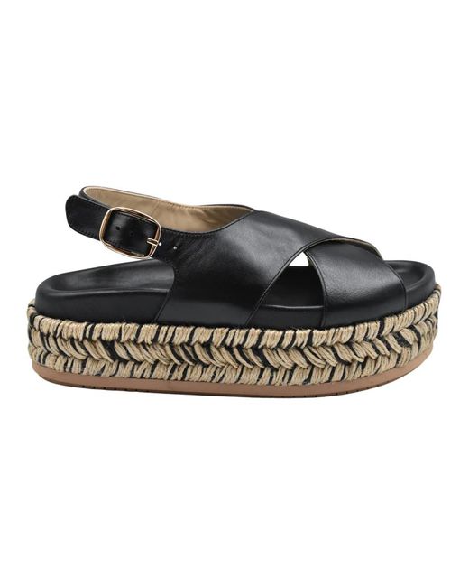 Sandalias de cuña negras con correa de tobillo Paloma Barceló de color Black