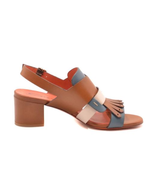 Santoni Brown High Heel Sandals
