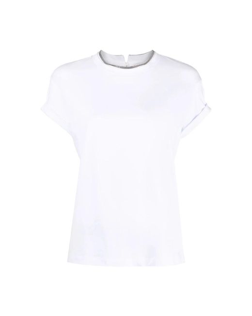 Brunello Cucinelli Witte T-Shirts En Polo's Met Kettingdetail in het White