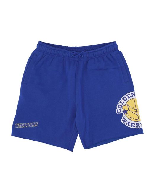 Mitchell & Ness Korte Broeken ,Blauw ,Katoen Vintage Nba Postgame Fleece Shorts in het Blue voor heren
