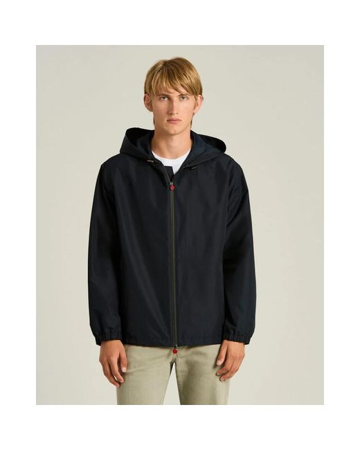Kiton Jassen ,Blauw ,Hooded Technical Fabric Jacket in het Blue voor heren