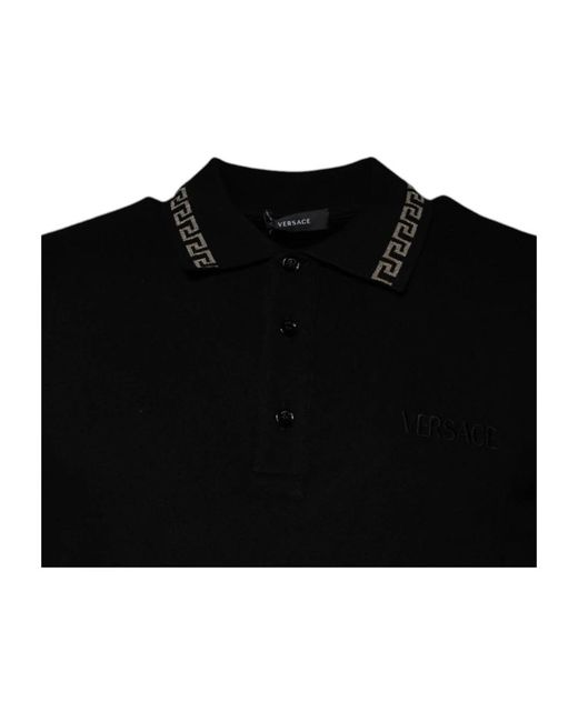 Versace Tops ,Zwart ,Zwarte Greca Polo Shirt in het Black voor heren