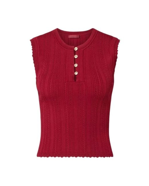 Guess Red Sleeveless Tops