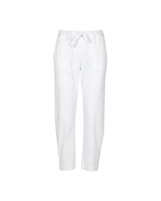 Pantalones blancos de algodón con cordón Semicouture de color White