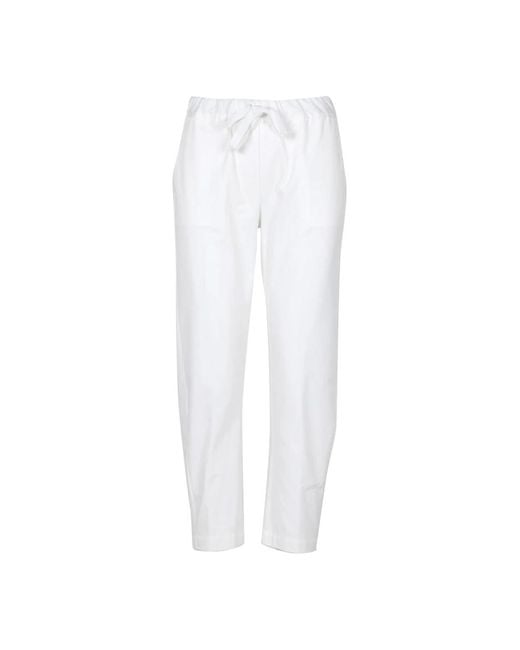 Pantaloni bianchi in cotone con coulisse di Semicouture in White