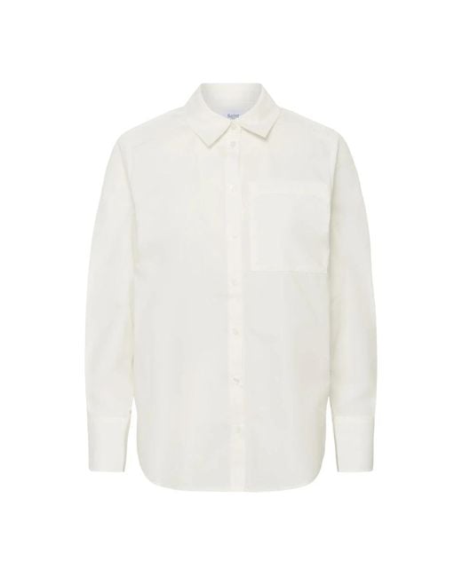 Saint Tropez Witte Shirt Met Zak En Kraag in het White
