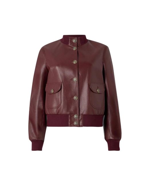Twinset Jassen ,Bruin ,Leer Bomberjack in het Purple