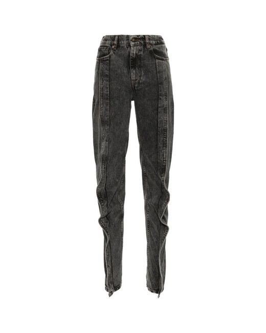 Y. Project Black Schwarze high-waisted tapered leg jeans