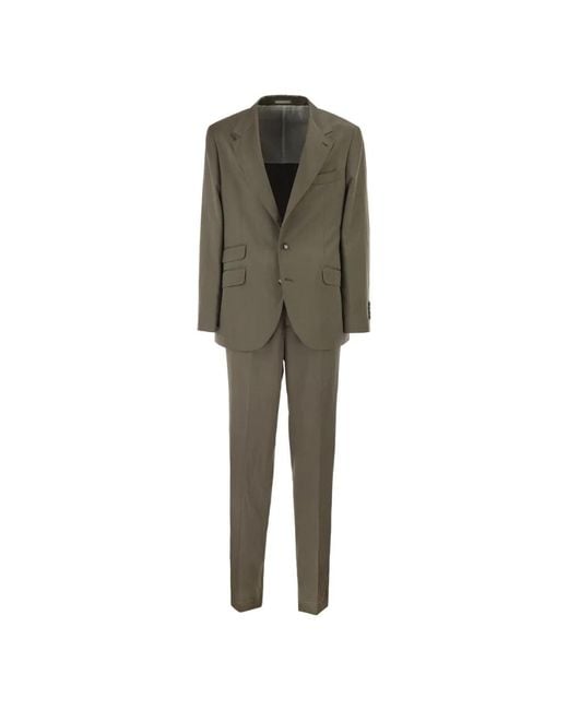 Brunello Cucinelli Green Single Breasted Suits for men