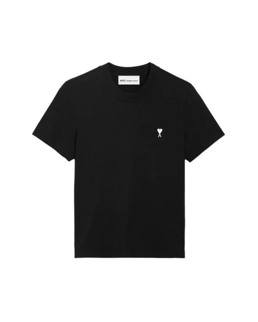 AMI Tops ,Zwart ,Katoen Contrasted Adc T-Shirt in het Black voor heren