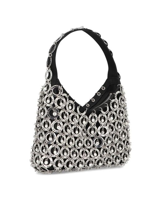 Rabanne Black Satin-Schultertasche Mit Strass
