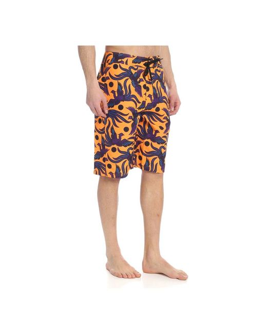 KENZO Badmode ,Oranje ,Polyester Flying Phoenix Zwempak in het Red voor heren