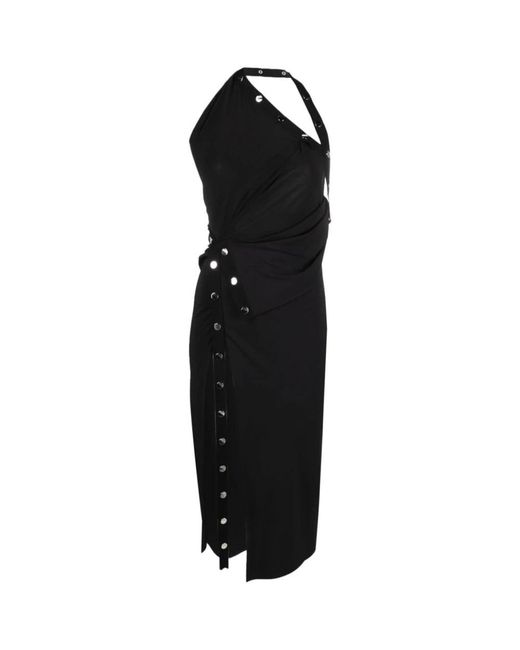 The Attico Black One-shoulder Asymmetric Midi Dress