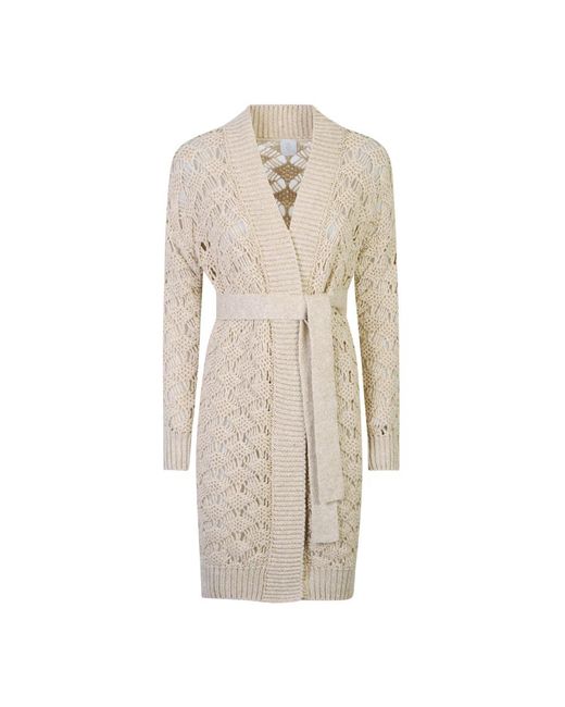 Eleventy Truien & Vesten ,Katoen Cardigan Maglia Con Cintura in het Natural