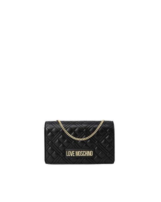 Love Moschino Black Schwarze Stepp-Schultertasche