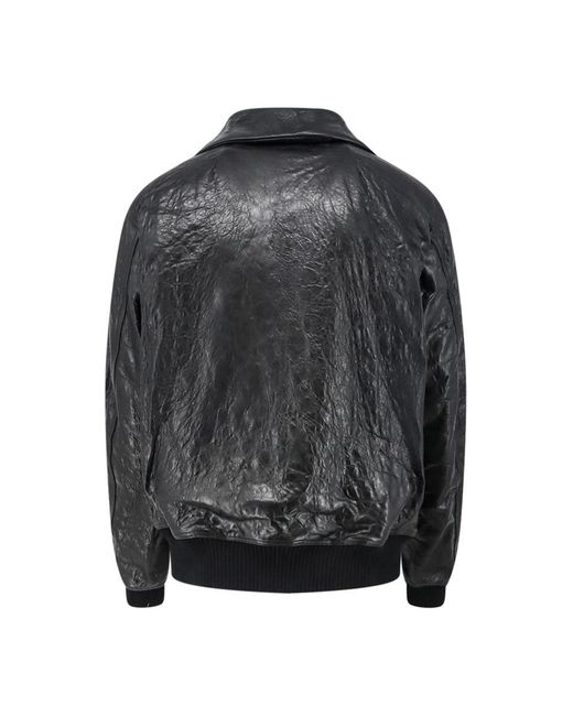 Rick Owens Black Leather Jackets for men