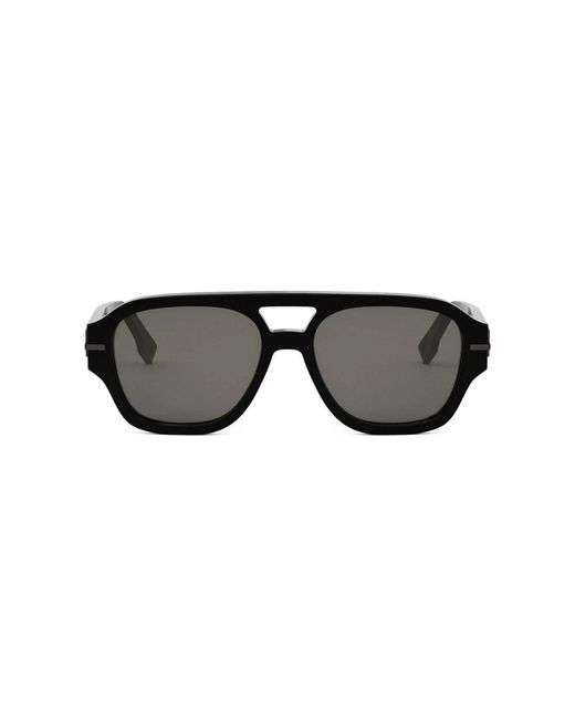 Fendi Stylische Pilot Sonnenbrille Mit Gravierten Icons in Black für Herren