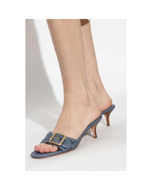 COACH Blue Heeled Mules