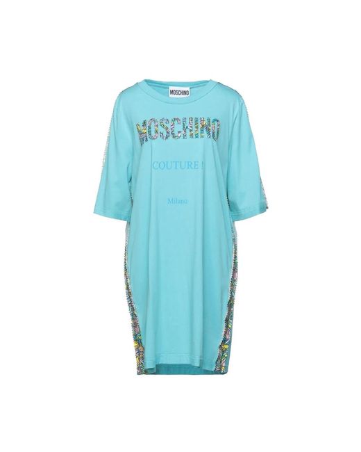 Moschino Blue Couture t-shirt kleid mit buntem logo