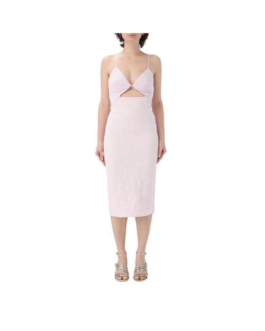 Elisabetta Franchi Pink Rosa Spitzen Midi Kleid Eleganter Stil