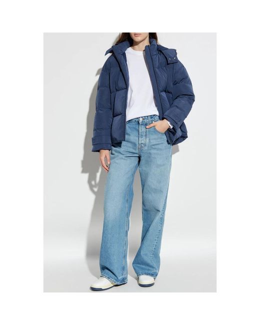 Emporio Armani Jassen ,Blauw ,Donsjack Met Afneembare Capuchon in het Blue