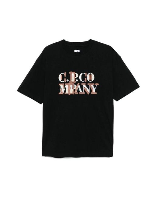 C P Company T-Shirt Met Korte Mouwen En Ronde Hals in het Black voor heren
