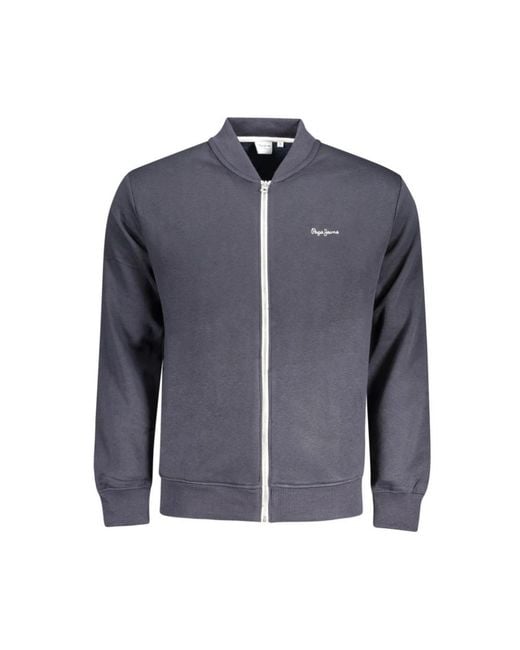 Pepe Jeans Hoodies & Sweatvesten ,Blauw ,Katoen Cotton Zip-Through Sweatshirt in het Blue voor heren