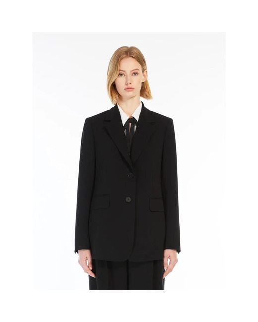 Max Mara Jassen ,Zwart ,Nero Linz Elegante Zwarte Jurk in het Black