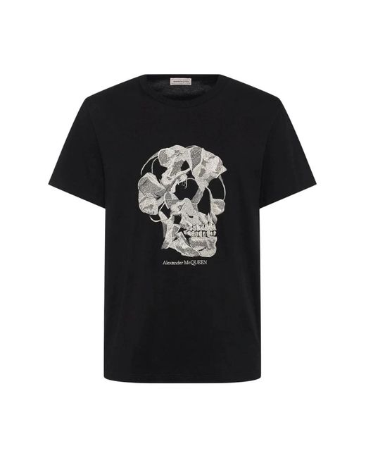 Alexander McQueen Skull print baumwoll t-shirt in schwarz in Black für Herren