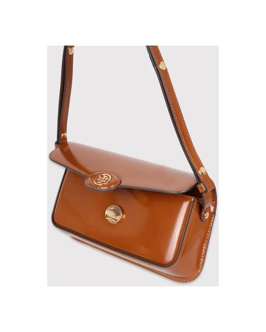 Tory Burch Brown Gebürstete leder-schultertasche