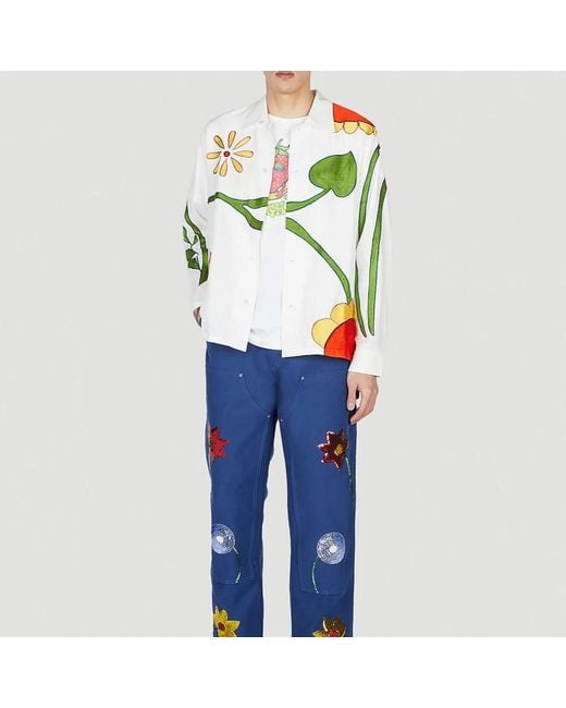 Sky High Farm Blue Straight Trousers for men