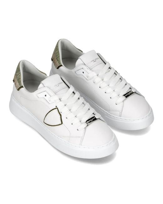 Philippe Model Schoenen ,Wit ,Leer Sneakers Temple Tennis in het White