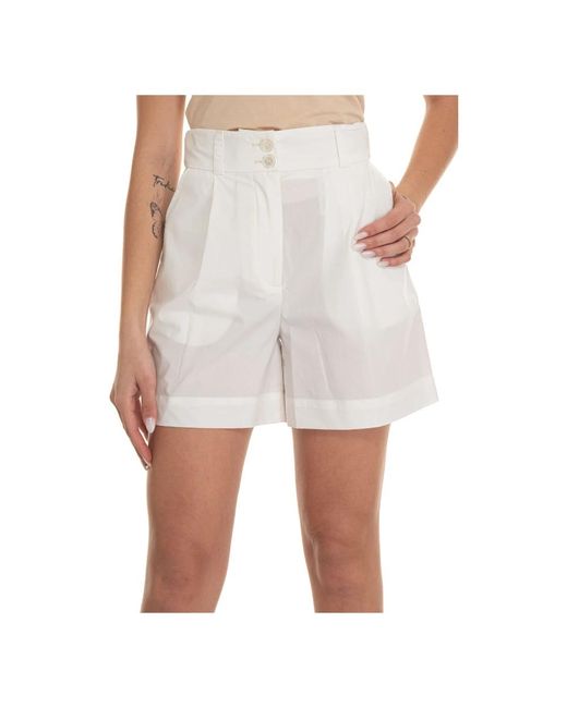 Shorts de algodón de talle alto con bolsillos Woolrich de color White