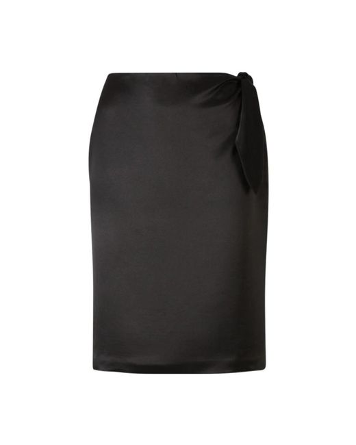 Falda recta con lazo en cintura Saint Laurent de color Black