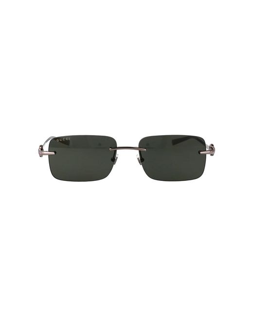 Gucci Green Rectangular-frame Metal Sunglasses for men