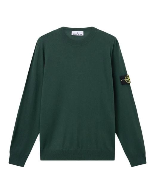 Stone Island Green Round-Neck Knitwear for men