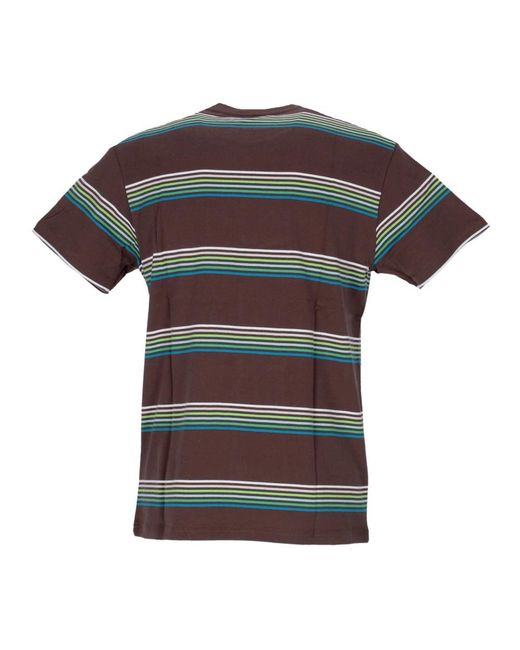 Huf Tops ,Bruin ,Katoen Bruine Gestreepte Zak T-Shirt Korte Mouw in het Black voor heren