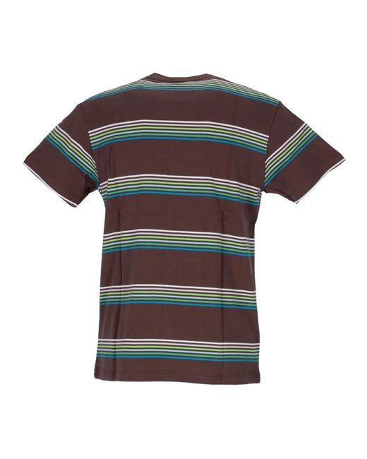 Huf Tops ,Bruin ,Katoen Bruine Gestreepte Zak T-Shirt Korte Mouw in het Black voor heren