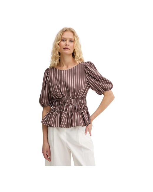 Pinko Gestreept Viscose Blouse in het Brown