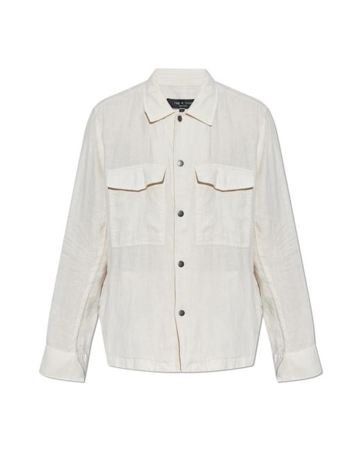 Rag & Bone Overhemden ,Linnen Linnen Shirt Met Zakken in het White voor heren