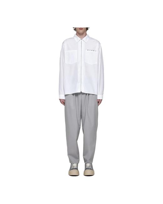 Marni Jassen ,Wit ,Katoen Witte Katoenen Shirt Met Ritssluiting in het White voor heren