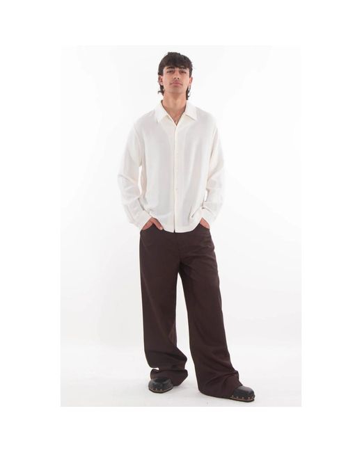 Séfr Jiro Wool Wide Pants in het Brown voor heren