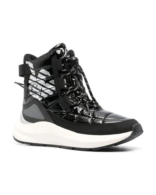 EA7 Black Lace-Up Boots