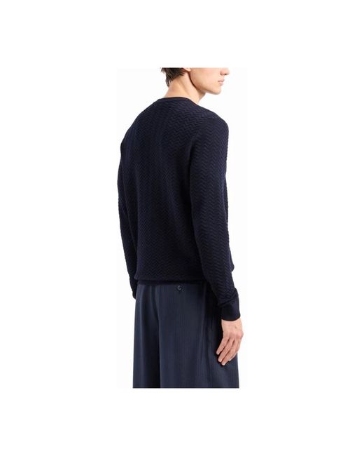Giorgio Armani Blue Round-Neck Knitwear for men