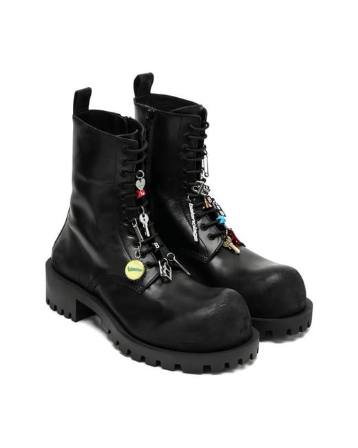 Balenciaga Black Lace-Up Boots for men